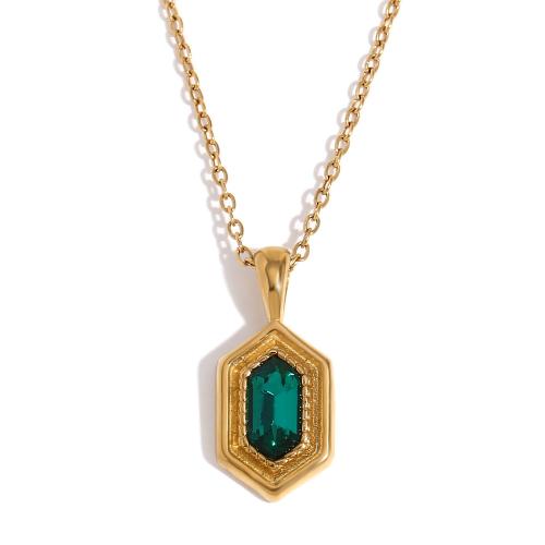 Collier de bijoux en acier inoxydable, Acier inoxydable 304, avec 5cm chaînes de rallonge, Plaqué or 18K, bijoux de mode & pour femme & avec strass, doré Environ 40 cm, Vendu par PC