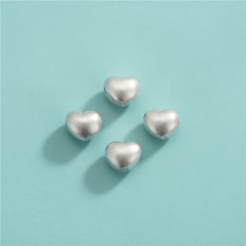 La Cuenta De Plata Esterina De Época, Plata de ley 925, Corazón, Bricolaje, 9.2x7.7mm, agujero:aproximado 1.3mm, Vendido por UD