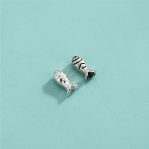 Sterling Silver Animal Bead, 925 Sterling Silver, Fish, DIY Approx 1mm 