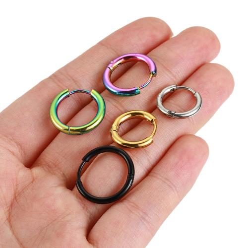 Mens pendiente de aro de acero inoxidable, acero inoxidable 304, Donut, Recubrimiento iónico al vacío, Joyería & diverso tamaño para la opción, más colores para la opción, aproximado 100PCs/Bolsa, Vendido por Bolsa