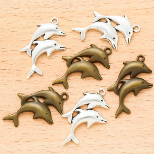 Zinklegierung Tier Anhänger, Dolphin, plattiert, DIY, keine, 34x24mm, 100PCs/Tasche, verkauft von Tasche