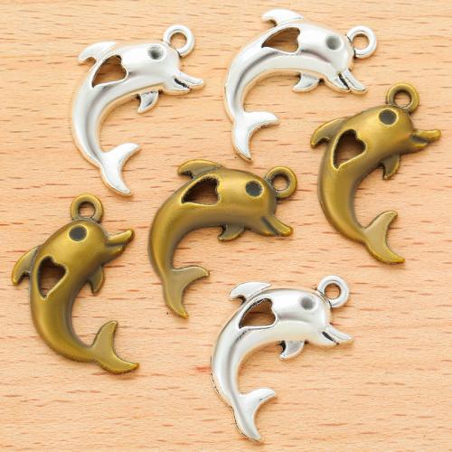 Zinklegierung Tier Anhänger, Dolphin, plattiert, DIY, keine, 23x18mm, 100PCs/Tasche, verkauft von Tasche