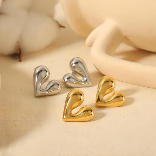 Titanium Steel Stud Earring, Heart, plated, fashion jewelry 