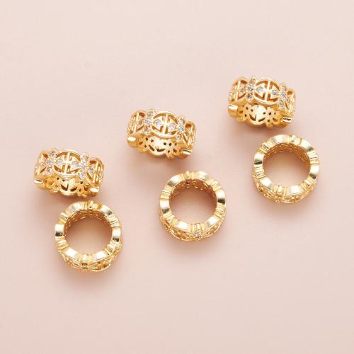 Entretoise de perles en laiton, Placage, DIY & pavé de micro zircon, Or, 10mm Environ 6mm, Vendu par PC