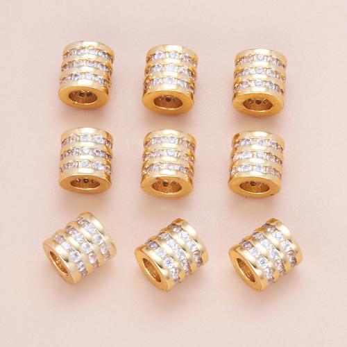 Entretoise de perles en laiton, Placage, DIY & pavé de micro zircon, Or, 6.3mm Environ 3mm, Vendu par PC