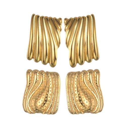 Arete de acero inoxidable , acero inoxidable 304, chapado, diferentes estilos para la opción & para mujer, dorado, Vendido por Par