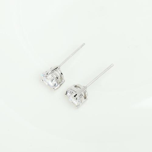 metal Arito, chapado en platina real, micro arcilla de zirconia cúbica & para mujer, 6mm, Vendido por Par