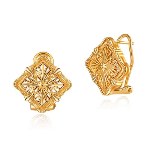 laiton boucle d oreille dormeuse, Plaqué or 18K, Vintage & pour femme & creux Vendu par paire