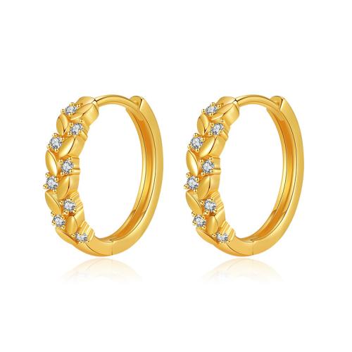 metal Anilla Aro Pendiente, trigopan, 18K chapado en oro, micro arcilla de zirconia cúbica & para mujer, 18mm, Vendido por Par