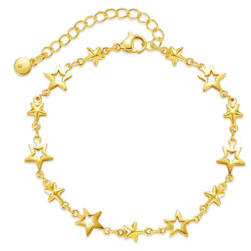 metal Pulsera, con 2.36inch extender cadena, Estrella, 18K chapado en oro, para mujer & hueco, longitud:aproximado 6.69 Inch, Vendido por UD