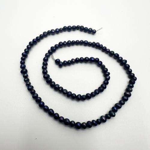 Potato Cultured Freshwater Pearl Beads, DIY, black, 3-4mm Approx 37 cm 