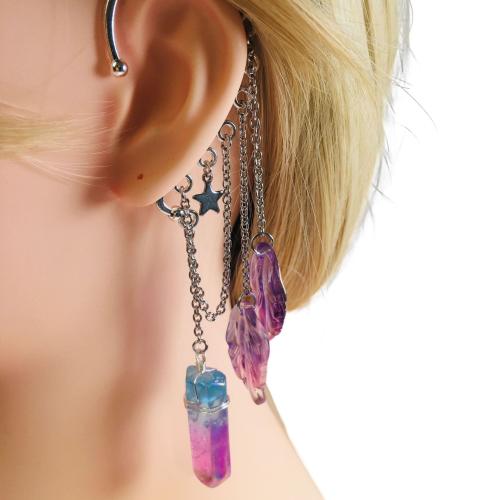 Zinc Alloy Earring Wrap, with Quartz, fashion jewelry & for woman [