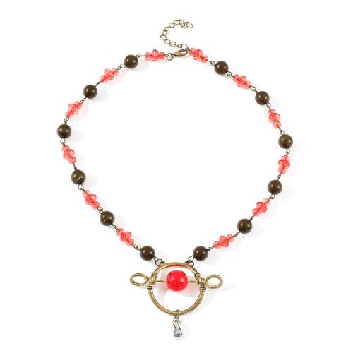 Collier en alliage de Zinc au Crystal, avec cristal & plastique, Placage de couleur d'or, bijoux de mode & pour femme Environ 38 cm, Vendu par PC