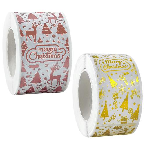 Adhesive Sticker Sealing Sticker, with Copper Printing Paper, Christmas Design & DIY 120/Spool 