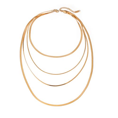 Collier de mode Multi couche, Acier inoxydable 304, bijoux de mode & multicouche & pour femme, Or, Vendu par PC