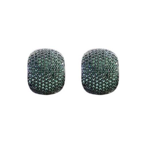 Boucles d'oreilles en laiton zircon cubique pavent, bijoux de mode & pavé de micro zircon & pour femme, vert, Vendu par paire