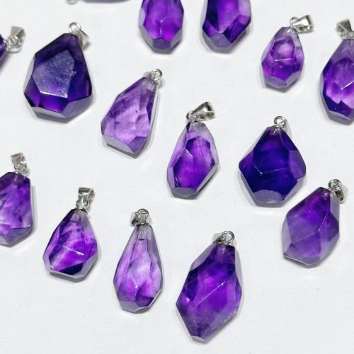 Natural Quartz Pendants, Amethyst, random style & DIY, About 10-20mm in length [