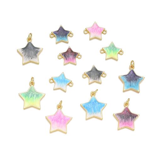 Gemstone Brass Pendants, with Opal, Star, plated, DIY [