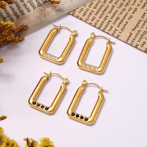 Stainless Steel Leverback Earring, 304 Stainless Steel, fashion jewelry & for woman & with rhinestone 