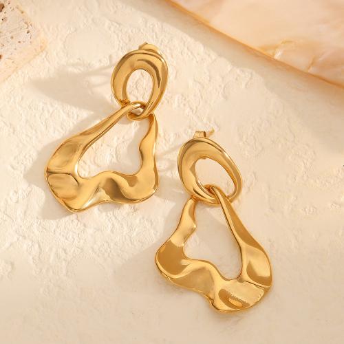 Acier titane Boucle d'oreille goutte, Placage de couleur d'or, pour femme, Vendu par paire