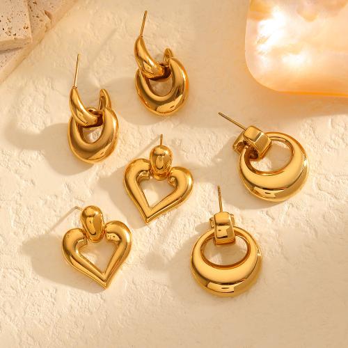 Acier titane Boucle d'oreille goutte, Placage de couleur d'or, styles différents pour le choix & pour femme, plus de couleurs à choisir, Vendu par paire