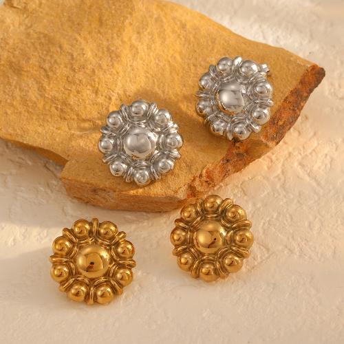 Titanium Steel Stud Earring, Flower, plated, for woman 