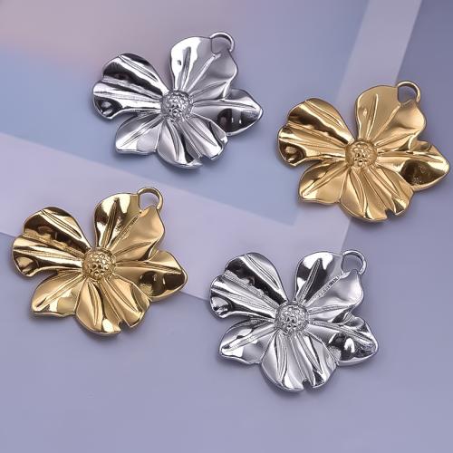 Stainless Steel Flower Pendant, 304 Stainless Steel, plated, DIY [