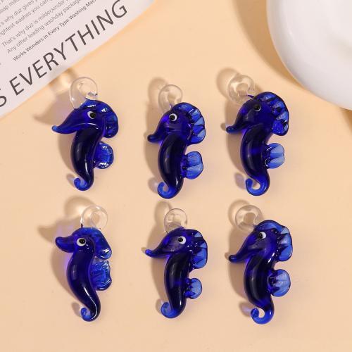 Pendentifs de Murano animaux , chalumeau, hippocampe, DIY, couleur bleu foncé Vendu par PC