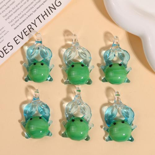 Pendentifs de Murano animaux , chalumeau, crabe, DIY, vert Vendu par PC[