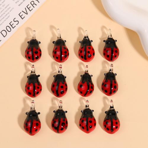 Pendentifs de Murano animaux , chalumeau, coccinelle, DIY, rouge Vendu par PC[