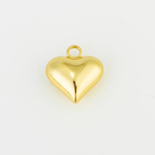 Colgantes de corazón de latón, metal, chapado en color dorado, Bricolaje, 17x15x7mm, Vendido por UD