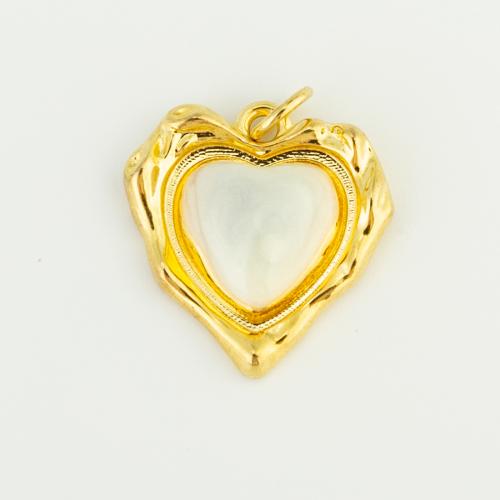 Colgantes de cristal del latón, metal, con Taladro de vidrio, Corazón, chapado en color dorado, Bricolaje, 18x17x5mm, Vendido por UD[