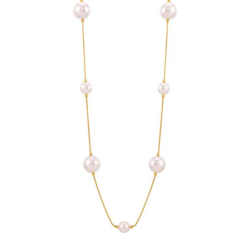 Collier de bijoux en acier inoxydable, Acier inoxydable 304, avec Shell Pearl, avec 5cm chaînes de rallonge, Placage, bijoux de mode & pour femme, plus de couleurs à choisir Environ 110 cm, Vendu par PC