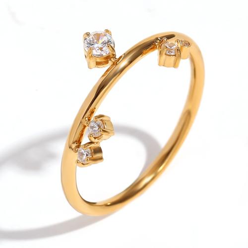 Bague en acier inoxydable , Acier inoxydable 304, Plaqué or 18K, bijoux de mode & normes différentes pour le choix & pour femme & avec strass, doré, Vendu par PC