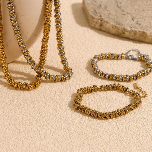 Fashion Stainless Steel Jewelry Sets, 304 Stainless Steel, with 5cm extender chain, 18K gold plated, fashion jewelry & for woman Approx 45 cm, Approx 15 cm 