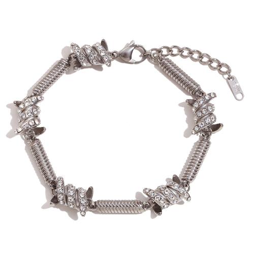 Stainless Steel Chain Bracelets, 304 Stainless Steel, with 5cm extender chain, fashion jewelry & for man & with rhinestone Approx 20 cm 