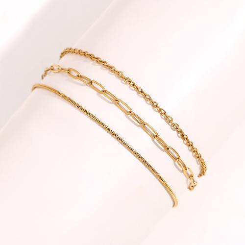 Stainless Steel Anklets Jewelry, 304 Stainless Steel, with 5cm extender chain, three pieces & fashion jewelry & for woman Approx 20 cm [