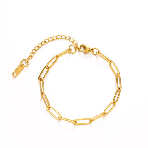 Stainless Steel Chain Bracelets, 304 Stainless Steel, with 5cm extender chain, fashion jewelry & for woman, golden Approx 16 cm 