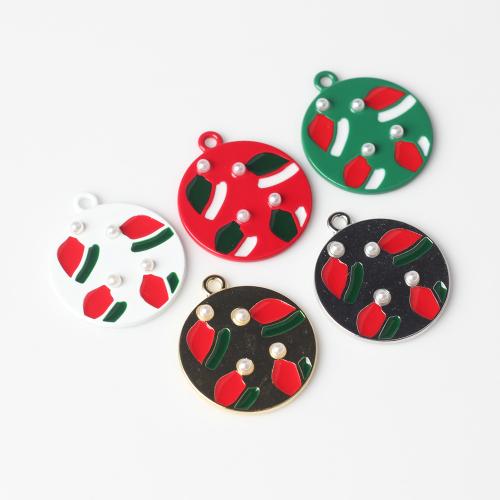 Pendentifs de Noël en alliage de zinc, avec perle de plastique, Placage, Conception de Noël & DIY & vernis d'étuvage & émail, plus de couleurs à choisir Environ 2mm, Environ Vendu par sac