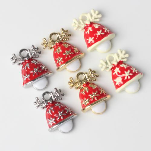 Pendentifs de Noël en alliage de zinc, cloche de noël, Placage, Conception de Noël & DIY & émail, plus de couleurs à choisir Environ 2mm, Environ Vendu par sac