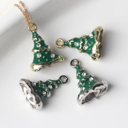 Pendentifs de Noël en alliage de zinc, arbre de noël, Placage, Conception de Noël & DIY & émail, plus de couleurs à choisir Environ 2mm, Environ Vendu par sac