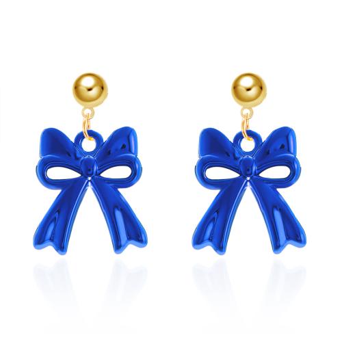 Resin Zinc Alloy Earring, with Zinc Alloy, Bowknot, gold color plated, fashion jewelry & for woman 