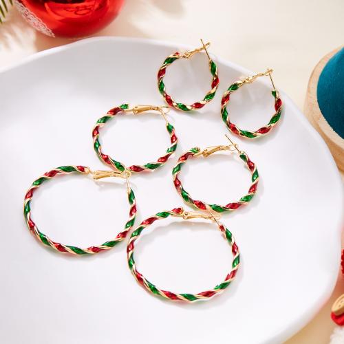 Boucles d'oreilles de Noël, alliage de zinc, Placage de couleur d'or, Conception de Noël & bijoux de mode & normes différentes pour le choix & pour femme & émail, couleurs mélangées, Vendu par paire