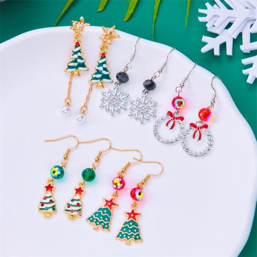 Christmas Earrings, Zinc Alloy, with Crystal, plated, Christmas Design & for woman & enamel & with rhinestone 