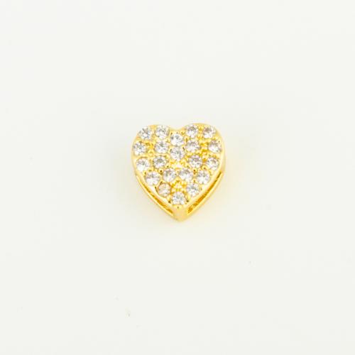 Cubic Zirconia Micro Pave Brass Beads, Heart, gold color plated, DIY & micro pave cubic zirconia 