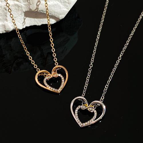 Rhinestone Zinc Alloy Necklace, with 1.96 Inch extender chain, for woman & with rhinestone & hollow .7 Inch 