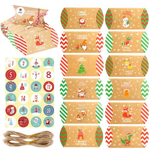 Kraft Boîte cadeau d’emballage, Impression, Conception de Noël & modèle mixte & styles différents pour le choix Vendu par sac