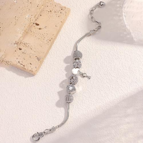 Zinc Alloy Rhinestone Bracelets, plated, for woman & with rhinestone & hollow [