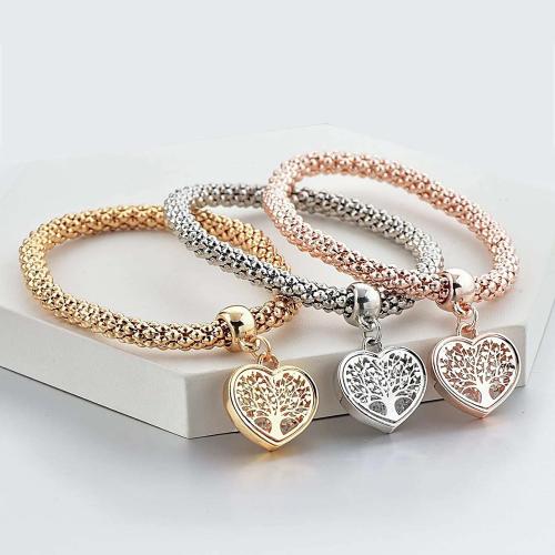 Fashion Zinc Alloy Bangle, plated, three pieces & elastic & for woman, mixed colors [