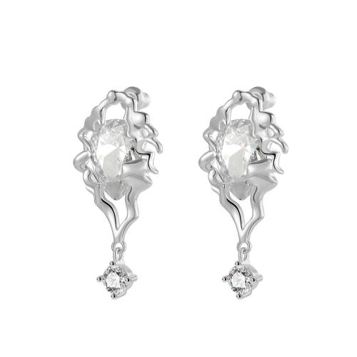 Boucles d'oreilles en laiton zircon cubique pavent, Placage, pavé de micro zircon & pour femme, plus de couleurs à choisir Vendu par paire